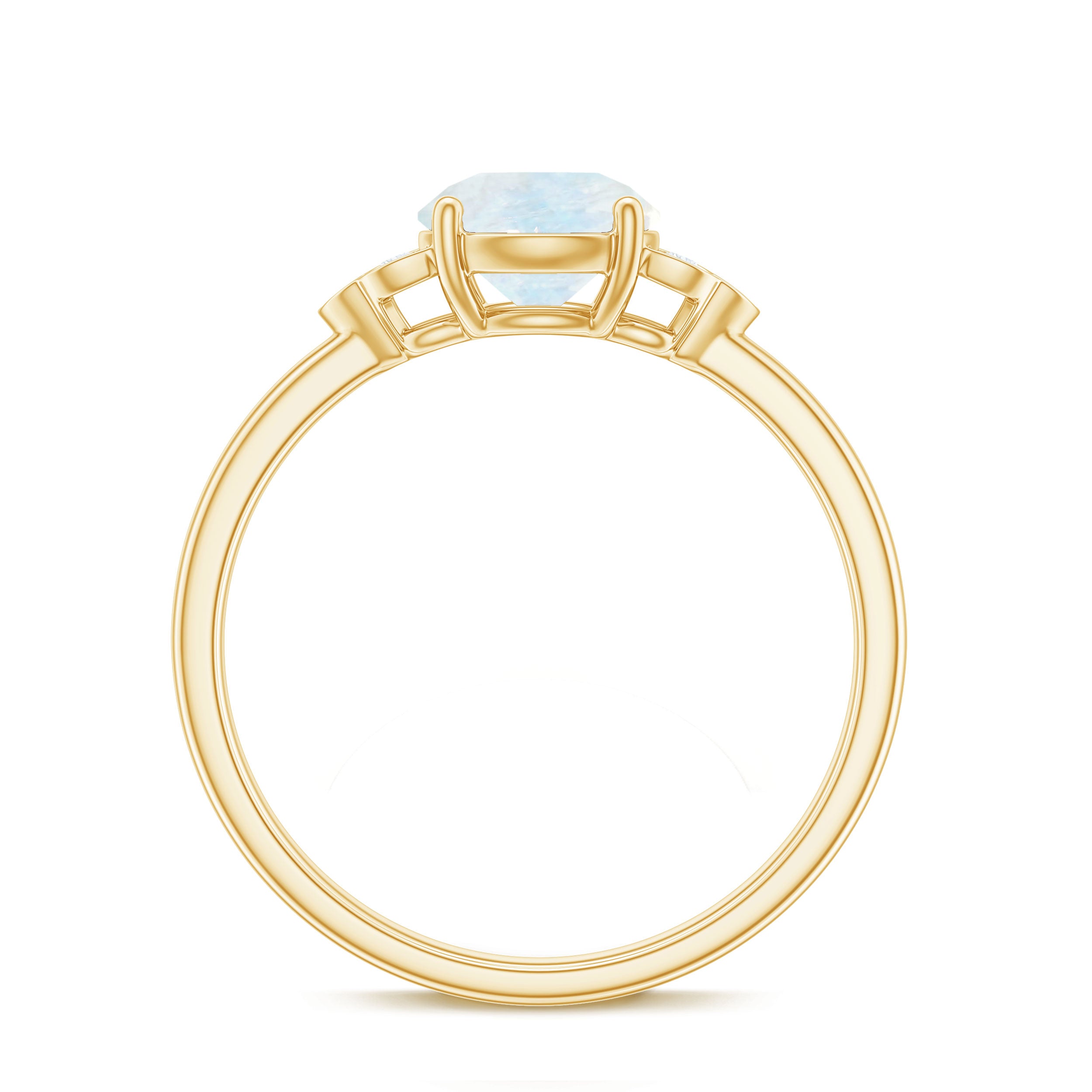 1.50 CT Moonstone Solitaire Engagement Ring with Diamond Trio AAA - Rosec Jewels