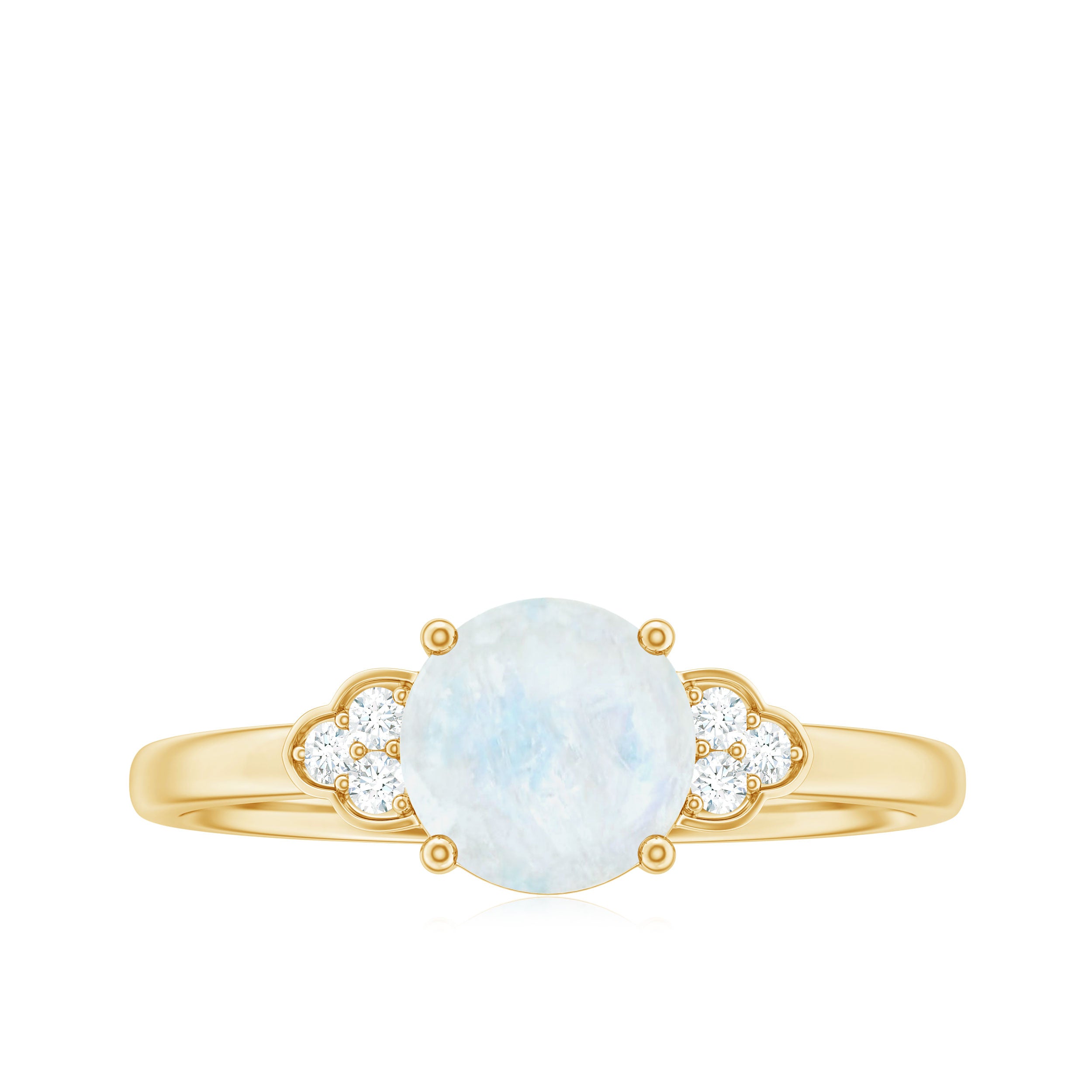 1.50 CT Moonstone Solitaire Engagement Ring with Diamond Trio AAA - Rosec Jewels