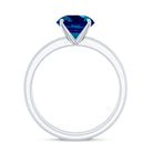 Rosec Jewels-8mm Round London Blue Topaz Solitaire Engagement Ring with Diamond Band