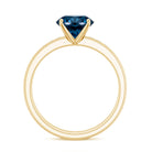 2 Carat Round London Blue Topaz Solitaire Engagement Ring with Diamond Band AAA - Rosec Jewels