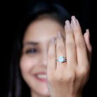 Certified 8X10 mm Ethiopian Opal Oval Engagement Ring with Diamond AAA - Rosec Jewels