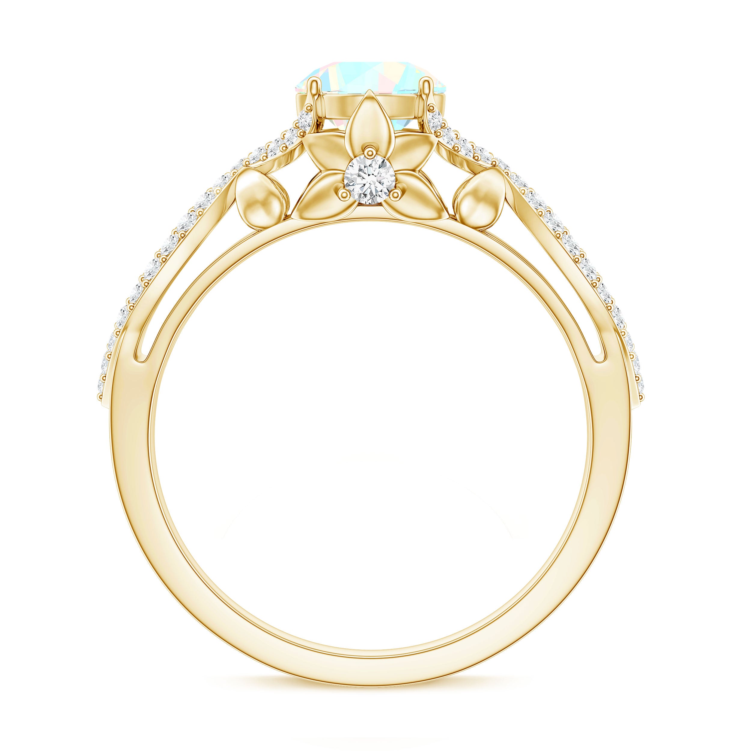 Ethiopian Opal and Diamond Engagement Ring with Crossover Shank AAA - Rosec Jewels