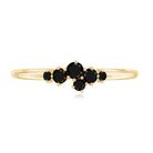 Certified Black Onyx Cluster Promise Ring for Her AAA - Rosec Jewels
