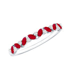 Natural Marquise Ruby Half Eternity Ring with Diamond AAA - Rosec Jewels