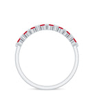 Natural Marquise Ruby Half Eternity Ring with Diamond AAA - Rosec Jewels