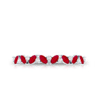 Natural Marquise Ruby Half Eternity Ring with Diamond AAA - Rosec Jewels