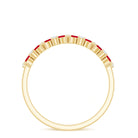 Natural Marquise Ruby Half Eternity Ring with Diamond AAA - Rosec Jewels