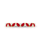 Natural Marquise Ruby Half Eternity Ring with Diamond AAA - Rosec Jewels