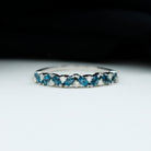 Marquise Cut London Blue Topaz and Round Shape Diamond Stackable Semi Eternity Ring London Blue Topaz - ( AAA ) - Quality - Rosec Jewels