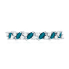 Marquise London Blue Topaz Anniversary Ring with Diamond AAA - Rosec Jewels