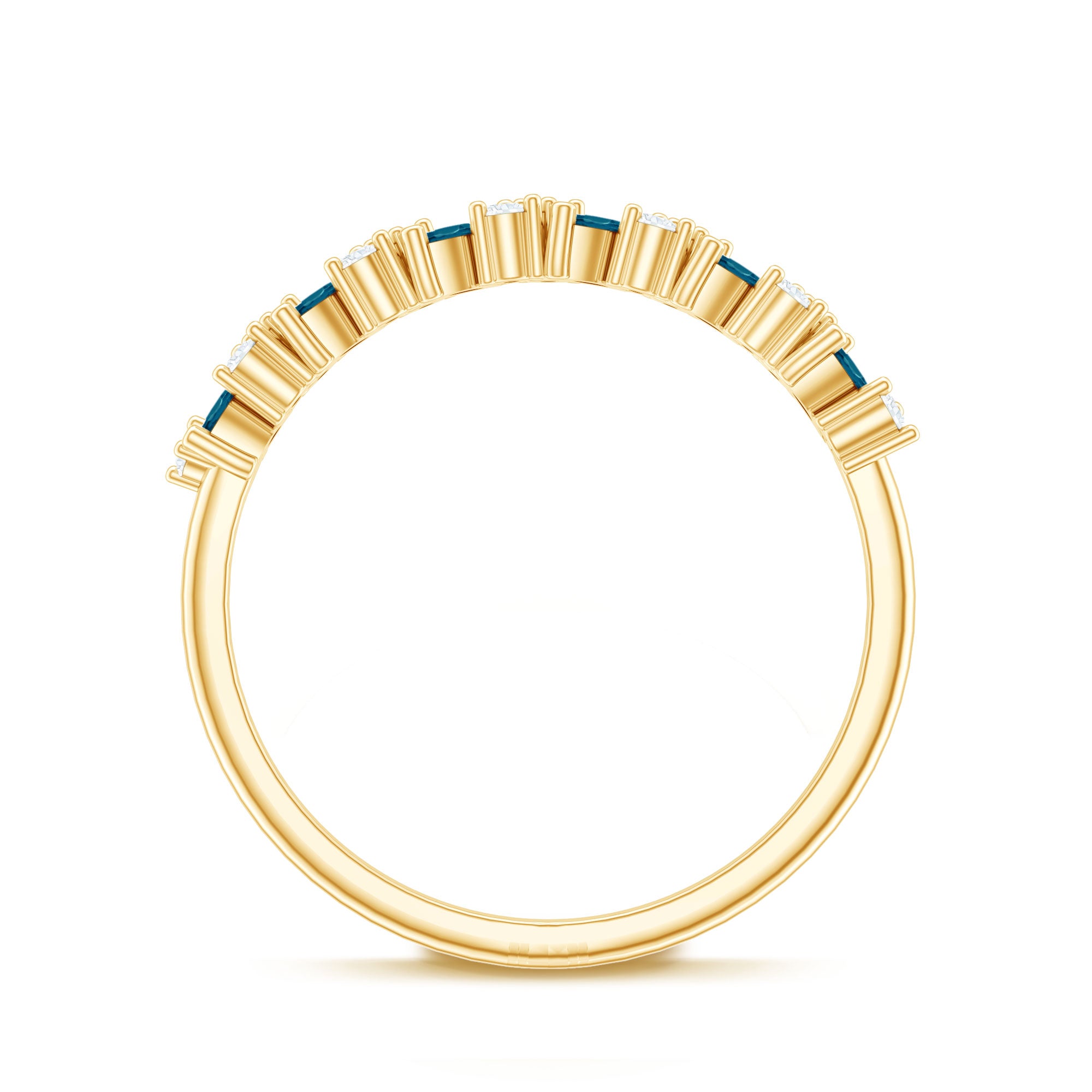 Marquise London Blue Topaz Anniversary Ring with Diamond AAA - Rosec Jewels