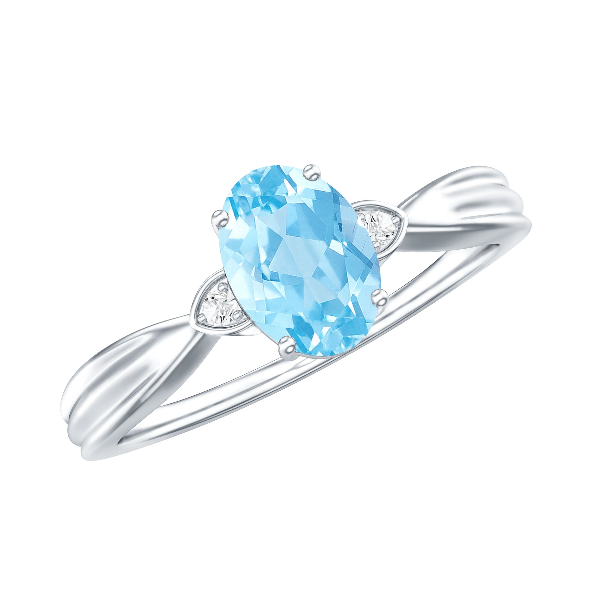 Certified Real Oval Aquamarine Engagement Ring for Women AAA - Rosec Jewels