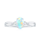 Natural Solitaire Ethiopian Opal Diamond Oval Engagement Ring With Pinched Shank AAA - Rosec Jewels