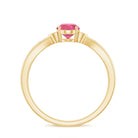 Oval Shape Pink Tourmaline Solitaire Ring with Diamond Pink Tourmaline - ( AAA ) - Quality - Rosec Jewels