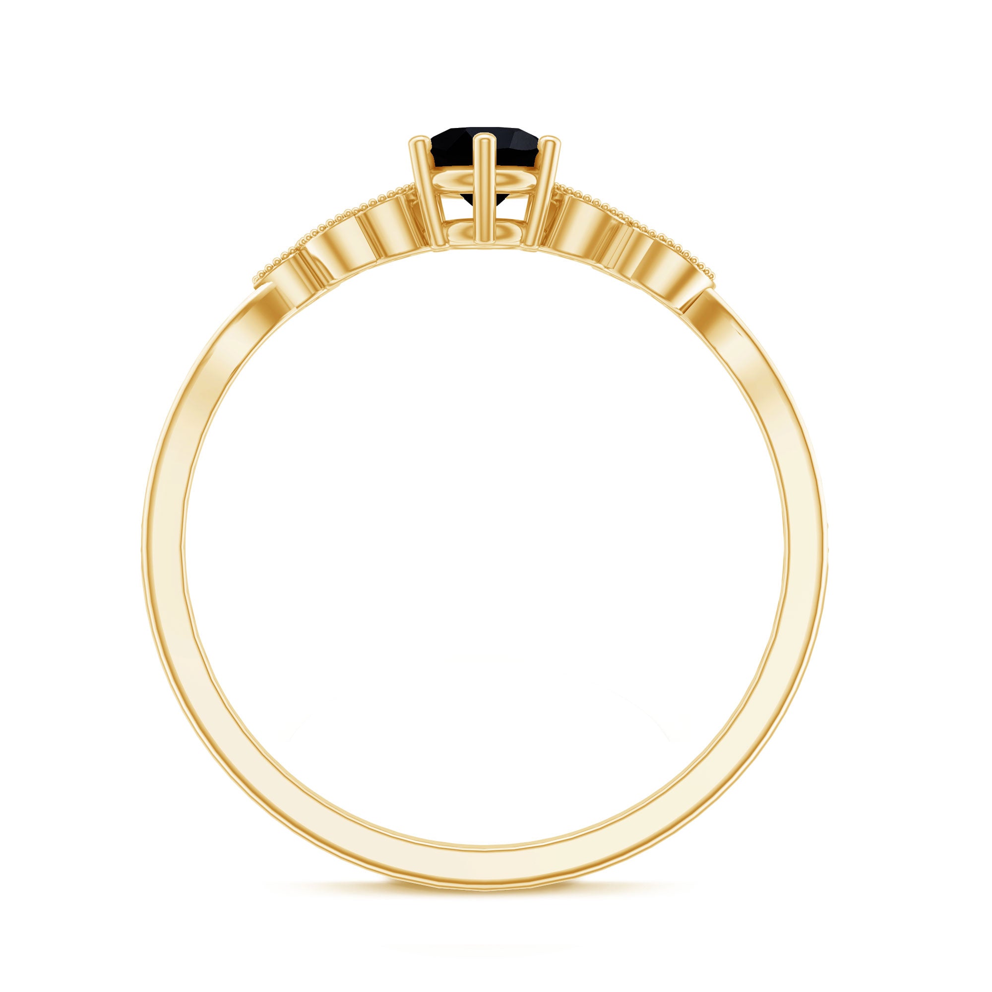 Nature Inspired Black Spinel Proposal Ring with Diamond AAA - Rosec Jewels