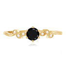 Nature Inspired Black Spinel Proposal Ring with Diamond AAA - Rosec Jewels