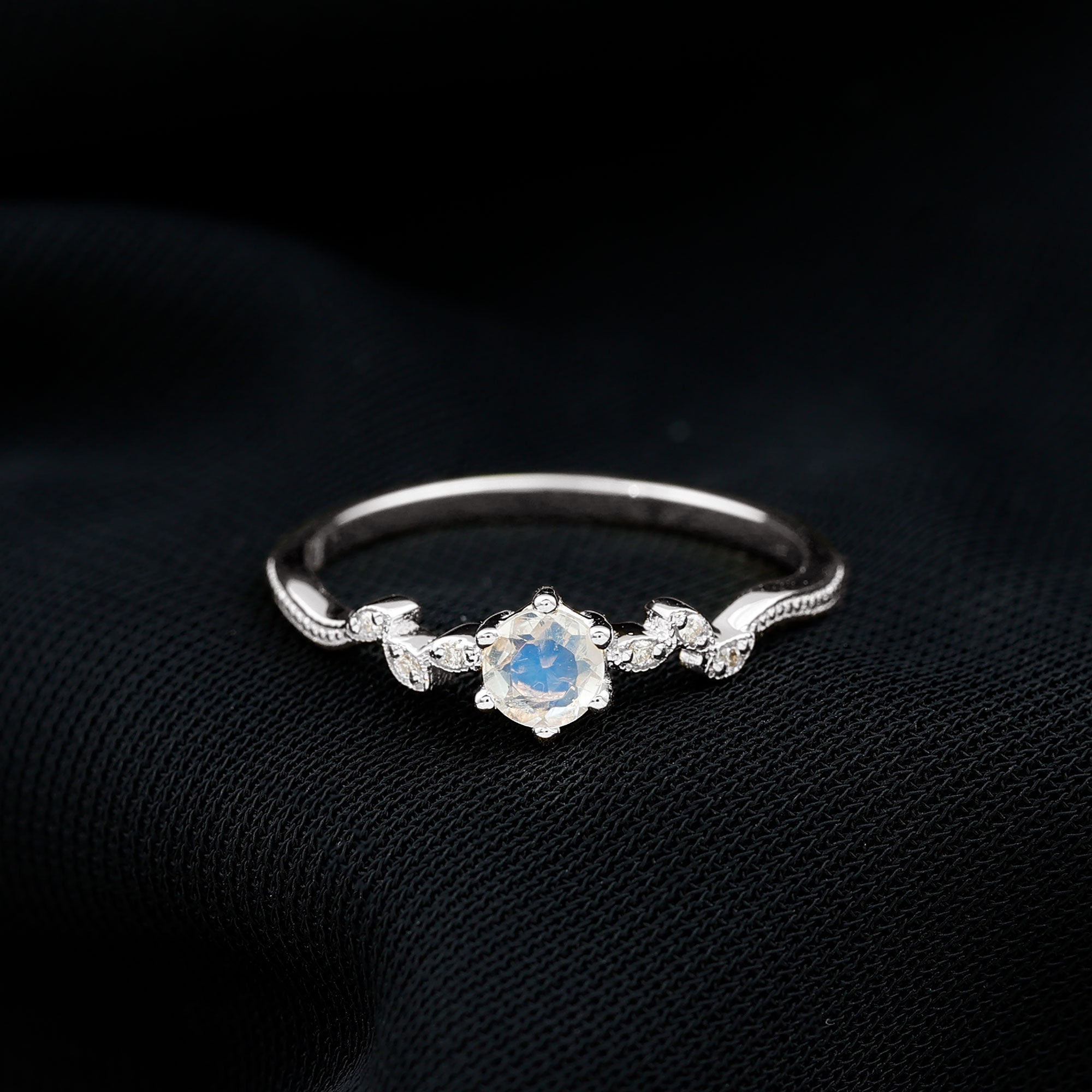Rosec Jewels-Nature Inspired Moonstone Diamond Promise Ring for Women