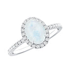Oval Moonstone Engagement Ring with Diamond Halo AAA - Rosec Jewels