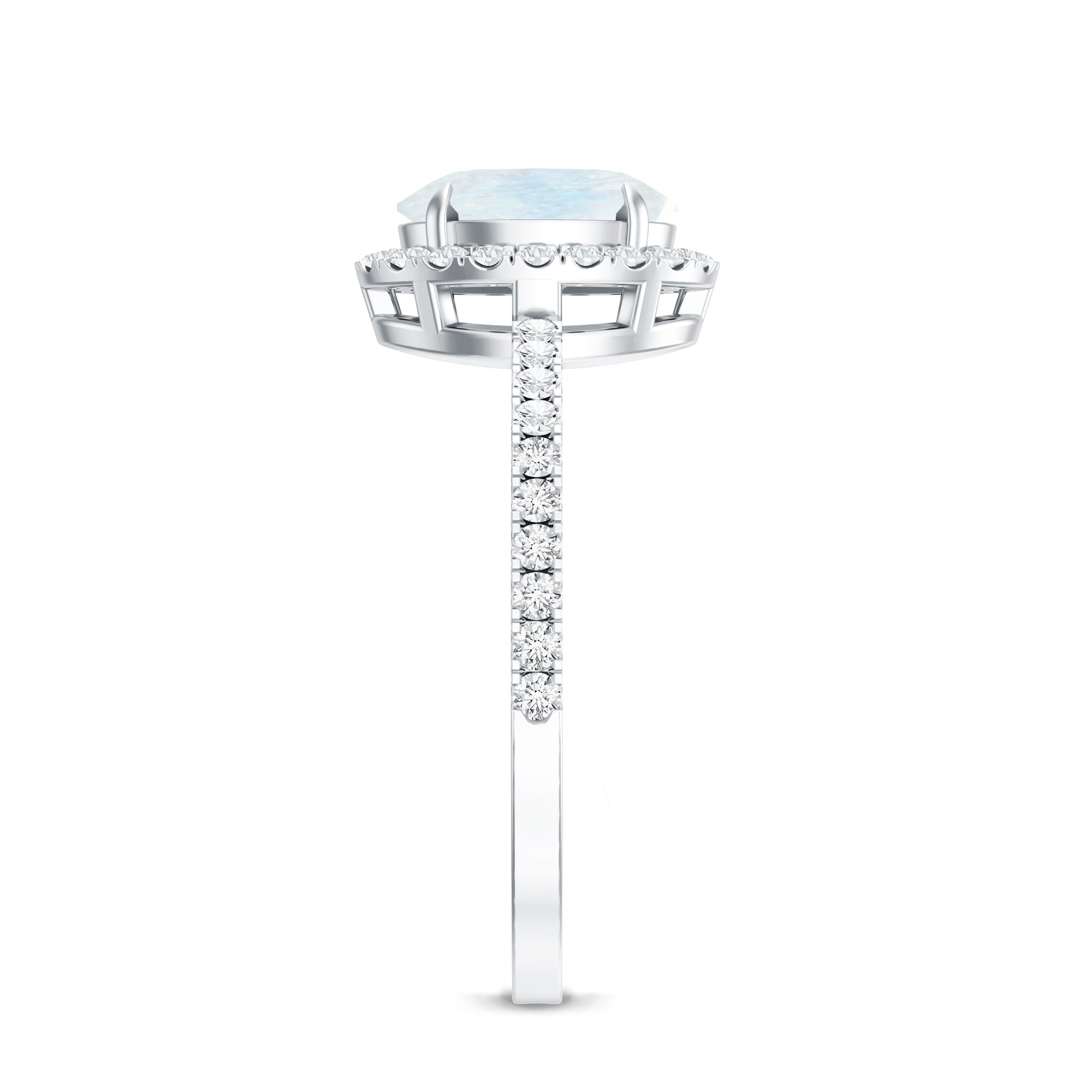 Oval Moonstone Engagement Ring with Diamond Halo AAA - Rosec Jewels