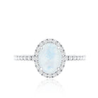 Oval Moonstone Engagement Ring with Diamond Halo AAA - Rosec Jewels