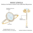 Oval Moonstone Engagement Ring with Diamond Halo AAA - Rosec Jewels