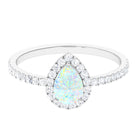 1 CT Ethiopian Opal Teardrop Engagement Ring with Diamond Ethiopian Opal - ( AAA ) - Quality - Rosec Jewels