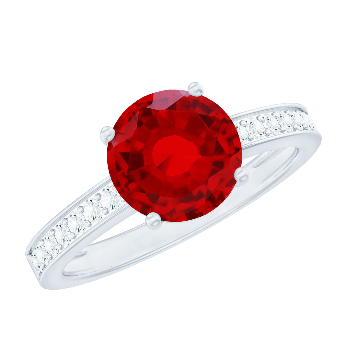 Lab Grown Ruby Simple Solitaire Engagement Ring with Diamond – Rosec ...
