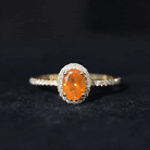 1.50 CT Oval Fire Opal Engagement Ring with Diamond Halo and Side Stones Fire Opal - ( AAA ) - Quality - Rosec Jewels