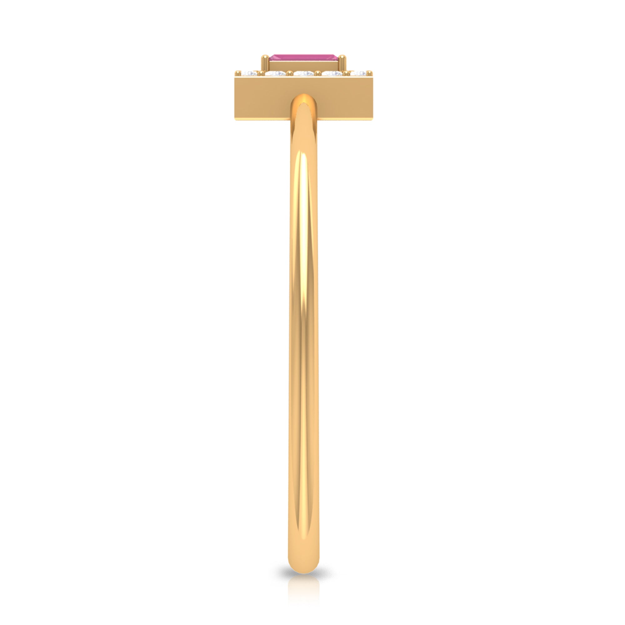 Rosec Jewels-Natural Pink Tourmaline Dainty Promise Ring with Diamond Accent