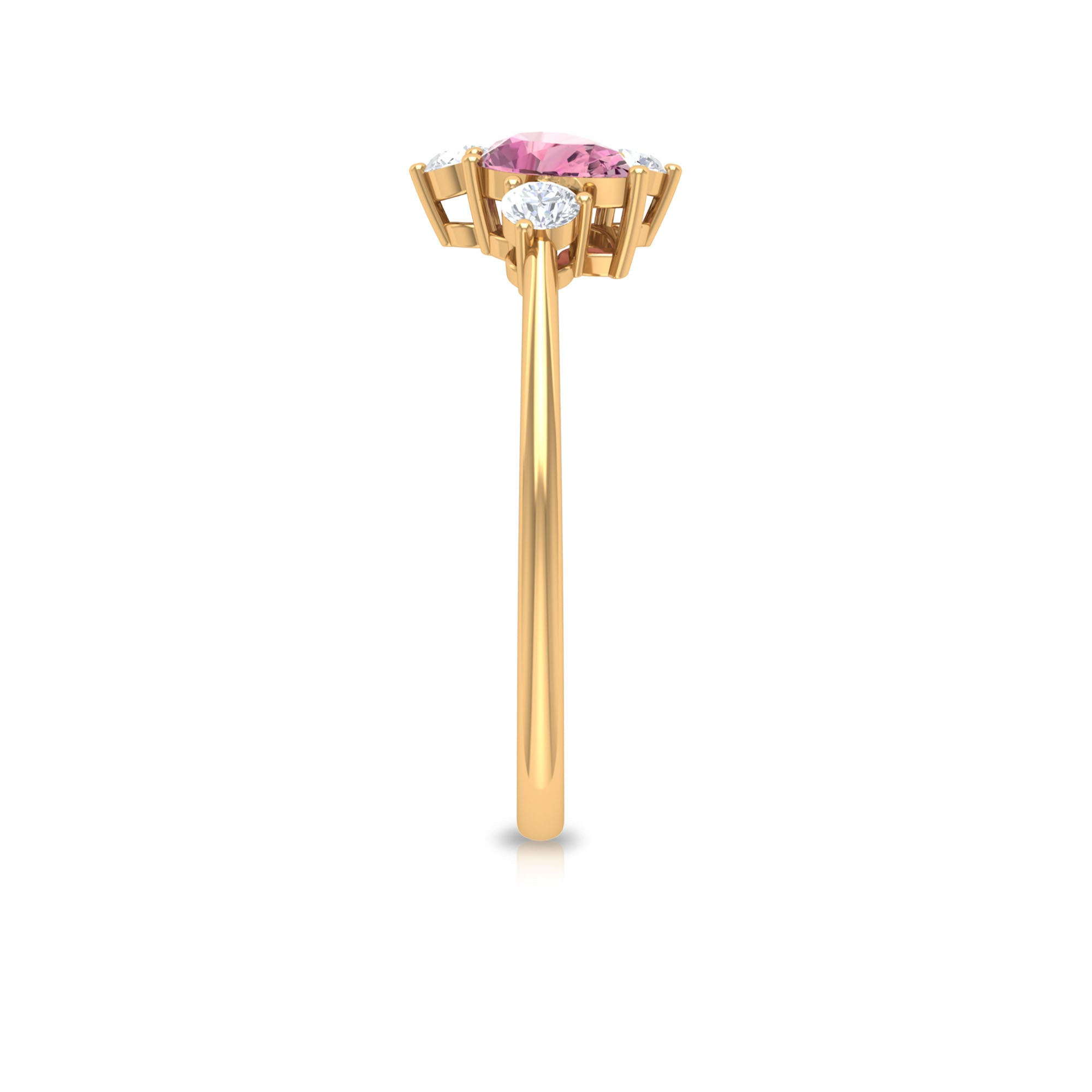 1.25 CT Pear Cut Pink Tourmaline and Round Diamond Cluster Ring in Prong Setting Pink Tourmaline - ( AAA ) - Quality - Rosec Jewels