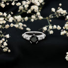 Nature Inspired 2 Carat Lab Grown Black and White Diamond Engagement Ring AAAA ( Synthetic ) - Rosec Jewels