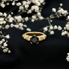 Nature Inspired 2 Carat Lab Grown Black and White Diamond Engagement Ring AAAA ( Synthetic ) - Rosec Jewels