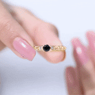 Natural Black Spinel Diamond Promise Ring with Certificate AAA - Rosec Jewels