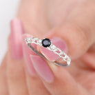 Natural Black Spinel Diamond Promise Ring with Certificate AAA - Rosec Jewels