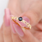 Natural Black Spinel Diamond Promise Ring with Certificate AAA - Rosec Jewels