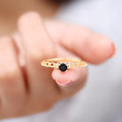 Natural Black Spinel Diamond Promise Ring with Certificate AAA - Rosec Jewels