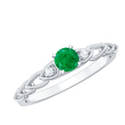 Genuine Emerald and Diamond Designer Promise Ring AAA - Rosec Jewels