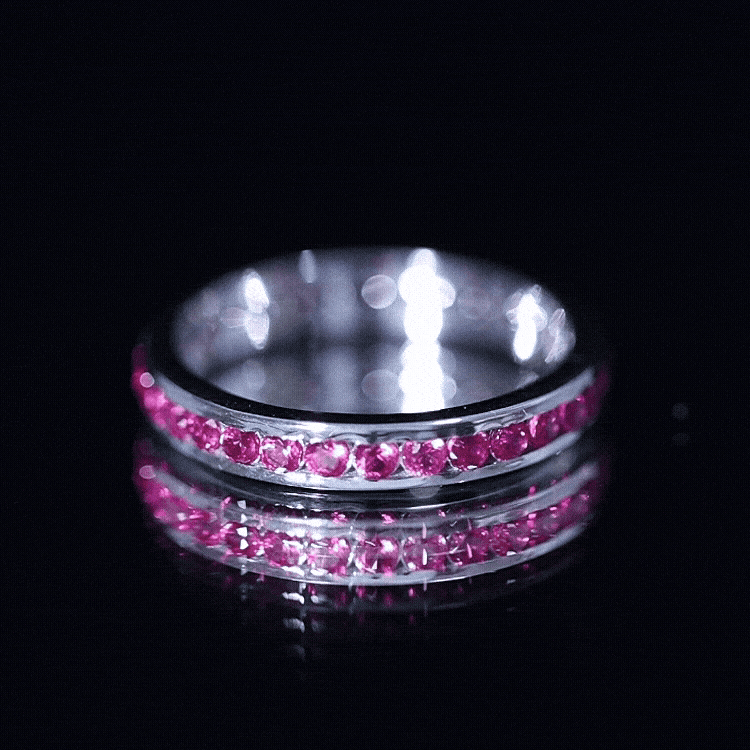 Channel Set Round Lab Created Ruby Eternity Band Ring for Women AAAA - Rosec Jewels