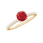 Rosec Jewels-Lab Created Ruby Engagement Ring with Diamond Side Stones