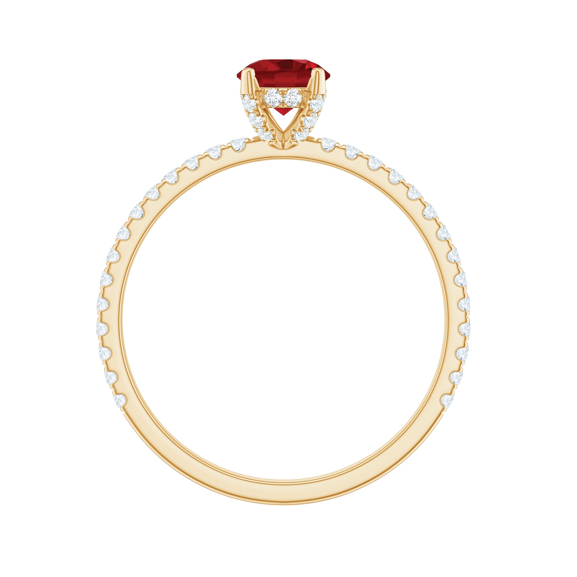 Rosec Jewels-Lab Created Ruby Engagement Ring with Diamond Side Stones