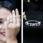 Rosec Jewels-Baguette Cut Tanzanite and Diamond Half Eternity Stackable Ring