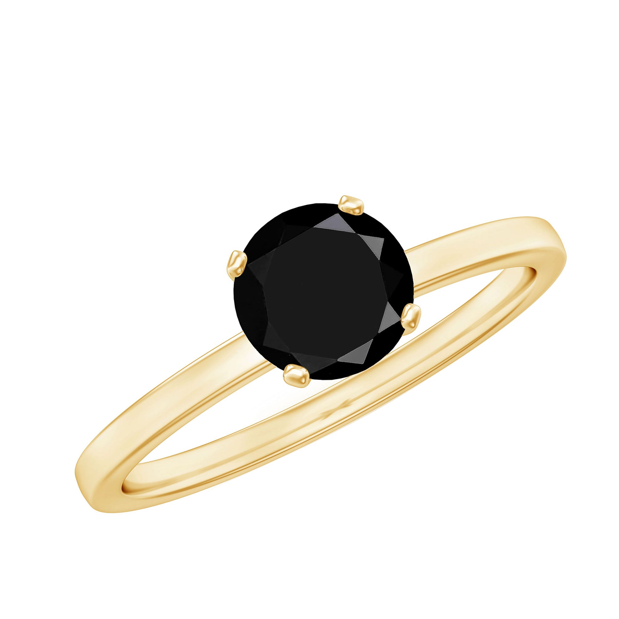 Natural 2 Carat Black Onyx Engagement Ring For Women AAA - Rosec Jewels