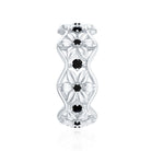 Natural Black Spinel Flower Band Ring for Women AAA - Rosec Jewels
