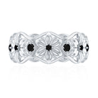 Natural Black Spinel Flower Band Ring for Women AAA - Rosec Jewels