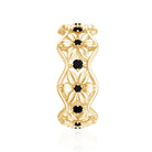 Natural Black Spinel Flower Band Ring for Women AAA - Rosec Jewels