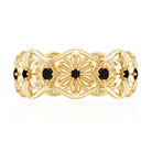 Natural Black Spinel Flower Band Ring for Women AAA - Rosec Jewels