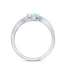 Natural Oval Ethiopian Opal Diamond Toi Et Moi Engagement Ring with Bypass Shank AAA - Rosec Jewels