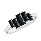 Baguette Cut Black Onyx 5 Stone Anniversary Ring AAA - Rosec Jewels
