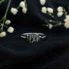Baguette Cut Black Onyx 5 Stone Anniversary Ring AAA - Rosec Jewels
