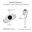 Natural Black Spinel Retro Engagement Ring with Diamond AAA - Rosec Jewels